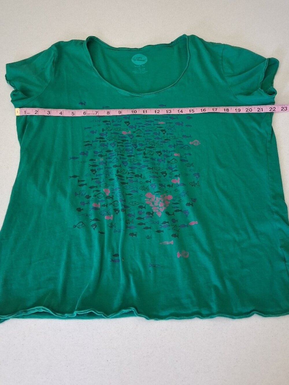 Life is Good Smooth Tee Short Sleeve Fish-Themed Green Tee Women's Size XL - Picture 7 of 11